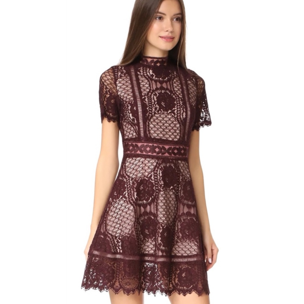 BB Dakota Aria Lace Crochet Burgundy Dress Size 8